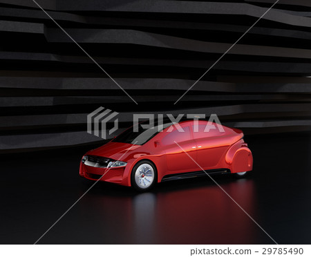 有金屬紅色油漆的電車在黑背景前面 有金屬紅色油漆的電車在黑背景前面 29785490