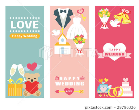 Happy Wedding Banner Set Stock Illustration 29786326 Pixta