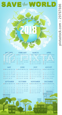 Ecology calendar template with green earth globe Ecology calendar template with green earth globe 29787886