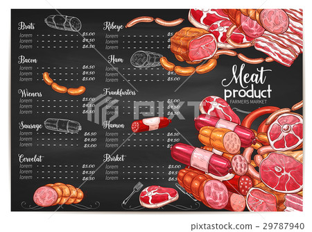 Vector meat price template butchery or farm market 29787940