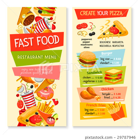 Fast food vector flat menu design for restaurant 29787946