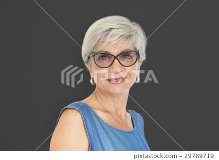Mature Lady Cheerful Happy Glasses Concept Mature Lady Cheerful Happy Glasses Concept 29789719