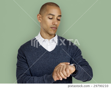 African Descent Man Checking Watch Concept African Descent Man Checking Watch Concept 29790210