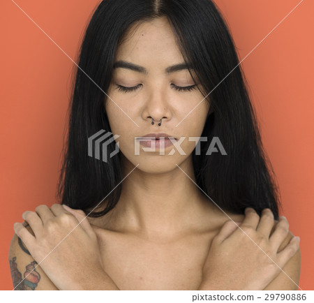 Woman Pierced Nose Ring Bare Chest Arts Calm Peaceful Woman Pierced Nose Ring Bare Chest Arts Calm Peaceful 29790886