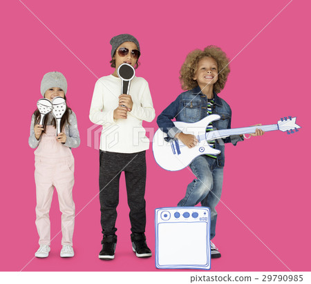 Children Smiling Happiness Music Band Mockup 29790985