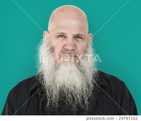 Men Adult Long Beard Bald Head Thoughtful 29791102