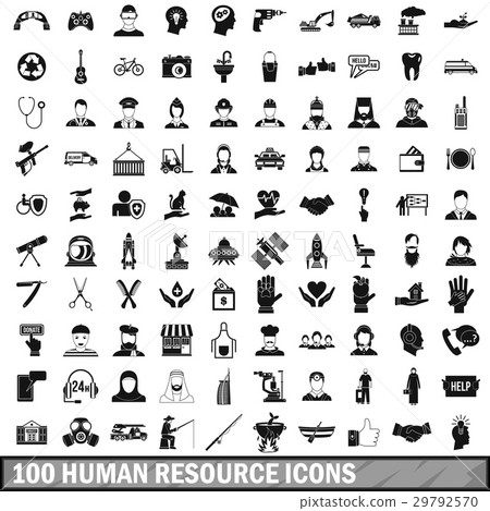 100 human resources icons set in simple style 100 human resources icons set in simple style 29792570