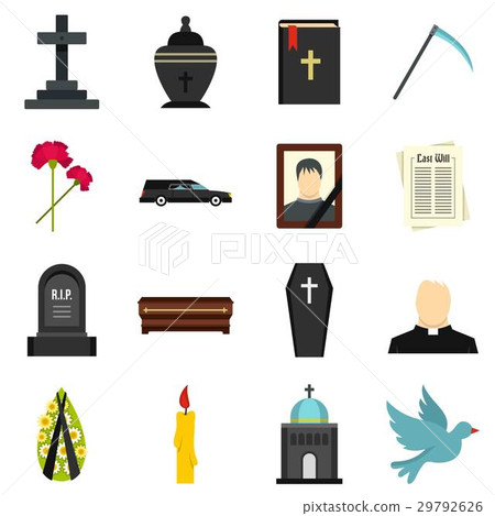 Funeral set flat icons Funeral set flat icons 29792626