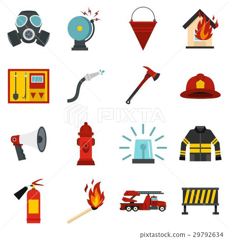 Fireman tools set flat icons Fireman tools set flat icons 29792634