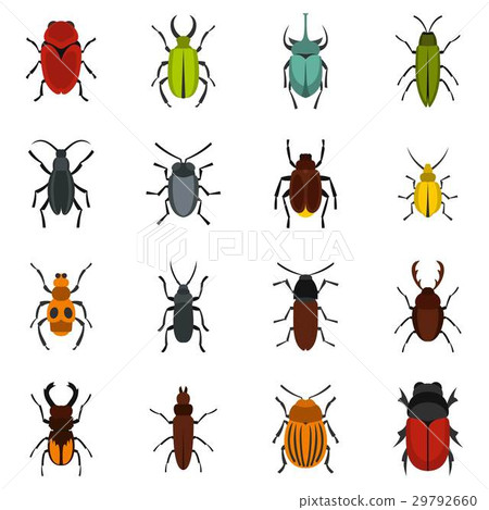 图库插图 bugs set flat icons