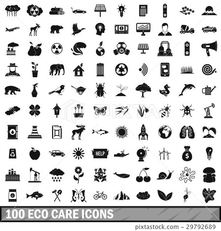 100 eco care icons set in simple style 29792689