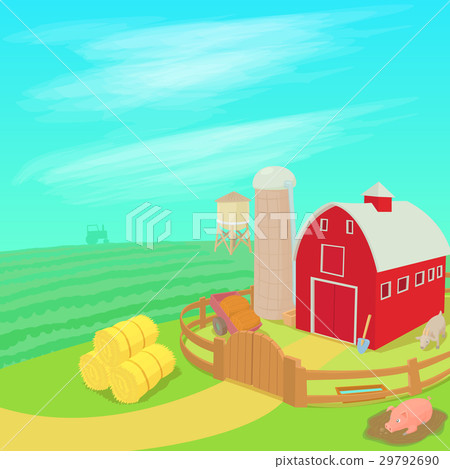 Farm landscape concept, cartoon style Farm landscape concept, cartoon style 29792690