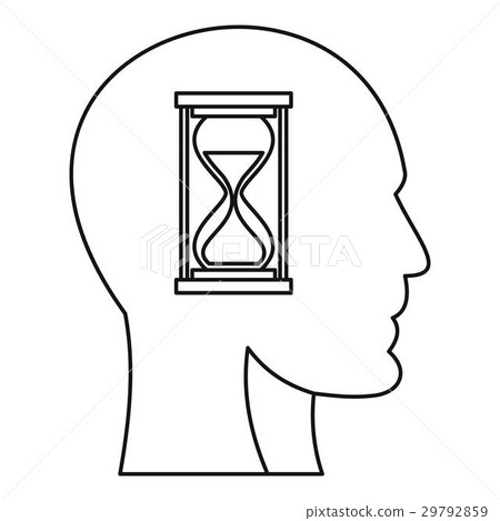 Hourglass inside human head icon, outline style 29792859