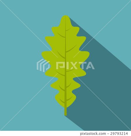 Green oak leaf icon, flat style - Stock Illustration [29793214] - PIXTA