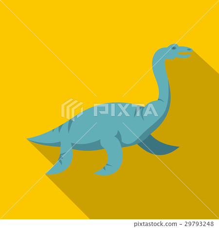 Blue elasmosaurine dinosaur icon, flat style Blue elasmosaurine dinosaur icon, flat style 29793248