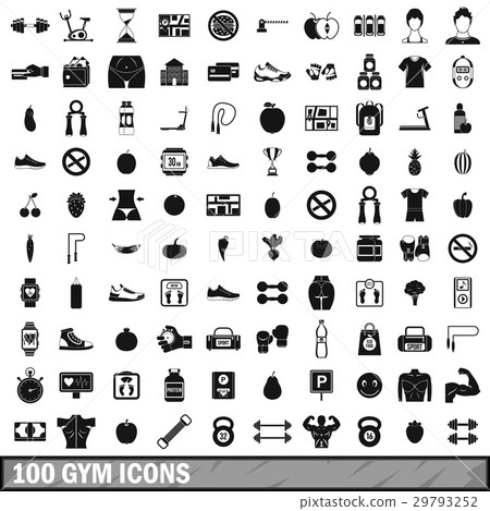 100 gym icons set in simple style 100 gym icons set in simple style 29793252