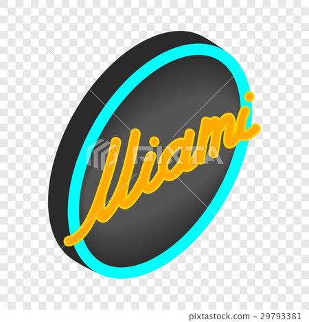 Neon sign Miami isometric icon 29793381