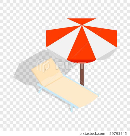 Beach chaise lounge with umbrella isometric icon - Stock Illustration ...