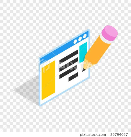 Document with pencil isometric icon 29794037