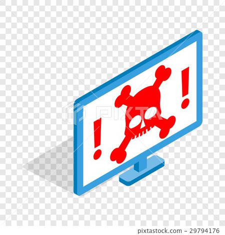 Computer monitor with a skull and bones isometric 29794176