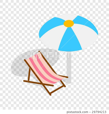 Beach chaise lounge with umbrella isometric icon - Stock Illustration ...