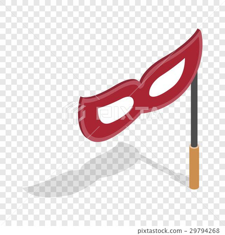Red mask on a stick isometric icon 29794268