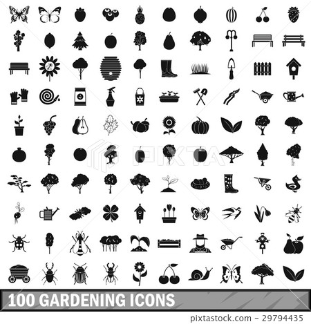 100 gardening icons set in simple style 29794435