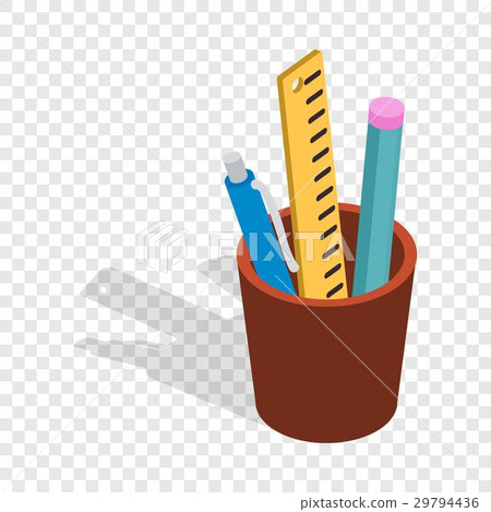 Stationery in brown cup isometric icon Stationery in brown cup isometric icon 29794436