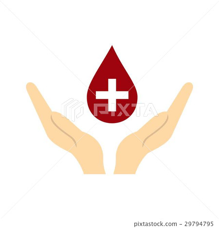 Hands holding blood drop icon, flat style Hands holding blood drop icon, flat style 29794795