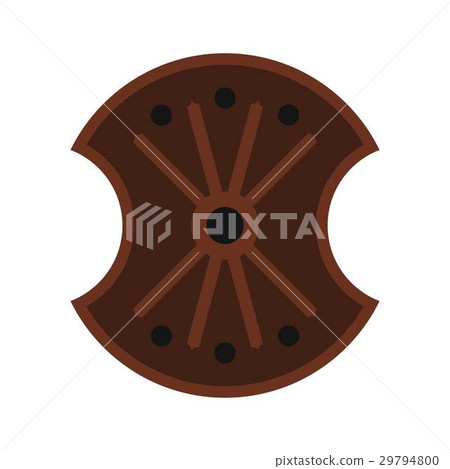 Wooden shield icon, flat style Wooden shield icon, flat style 29794800