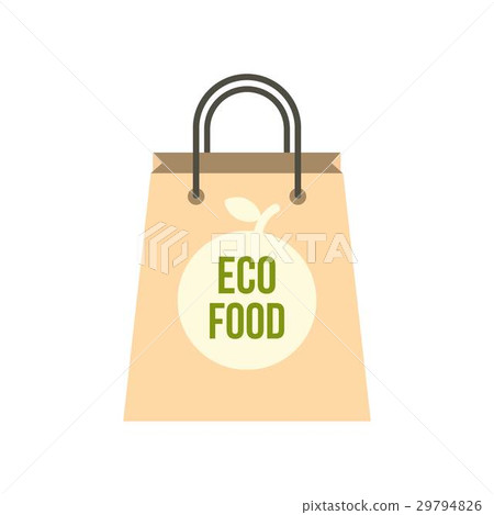 Eco food paper bag icon, flat style Eco food paper bag icon, flat style 29794826