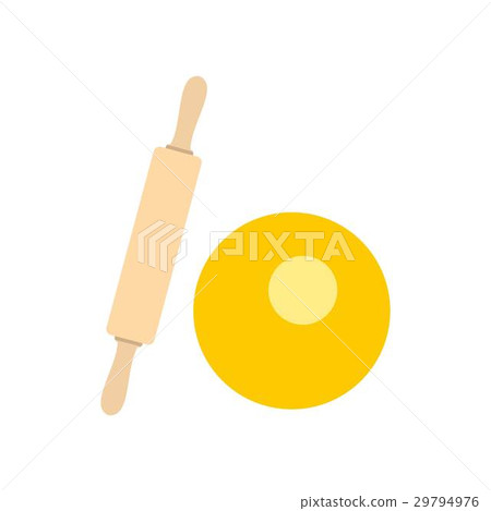 Dough and rolling pin icon, flat style Dough and rolling pin icon, flat style 29794976