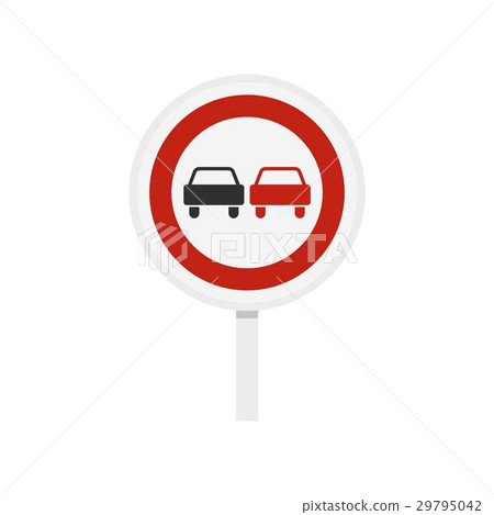 图库插图: no overtaking road traffic sign icon, flat style