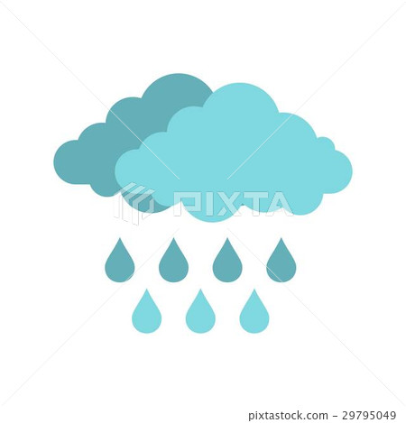 Cloud with rain icon, flat style - Stock Illustration [29795049] - PIXTA