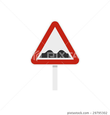 Bumpy road sign icon, flat style Bumpy road sign icon, flat style 29795302