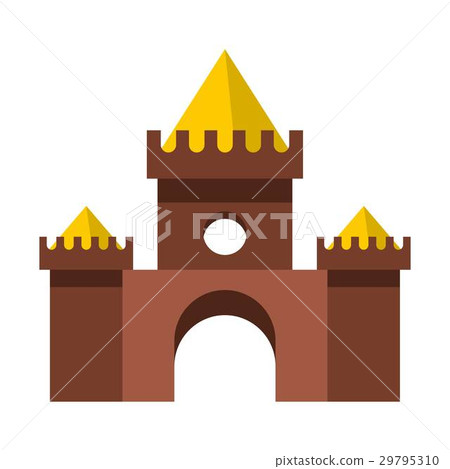 Brown castle icon, flat style 29795310