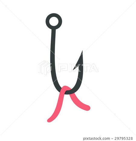 Worm on a hook icon, flat style 29795328