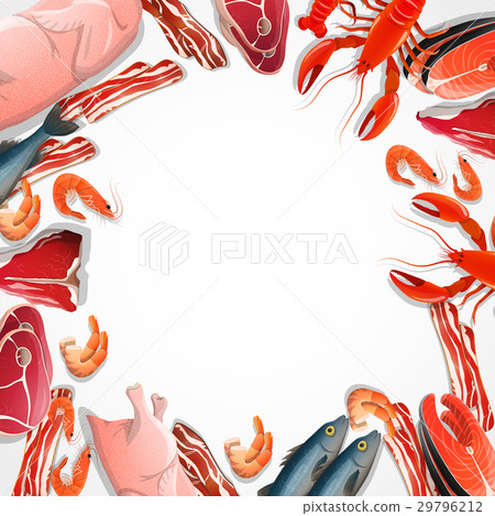 Decorative Frame From Meat And Seafood  29796212