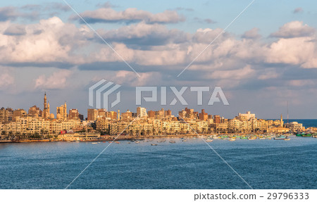 View of Alexandria harbor, Egypt 29796333