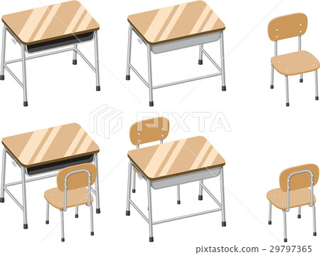 Desks and chairs in the classroom - Stock Illustration [29797365] - PIXTA