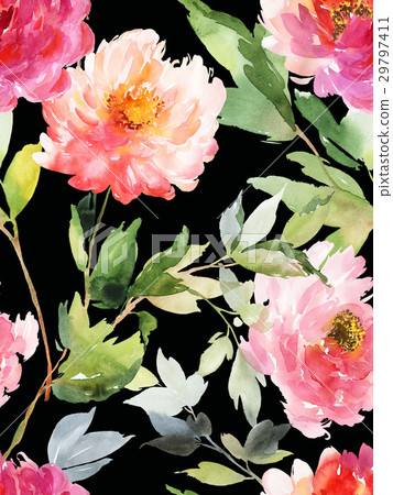 Seamless summer pattern with watercolor flowers Seamless summer pattern with watercolor flowers 29797411