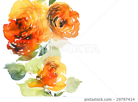 Greeting card with watercolor flowers handmade. Greeting card with watercolor flowers handmade. 29797414