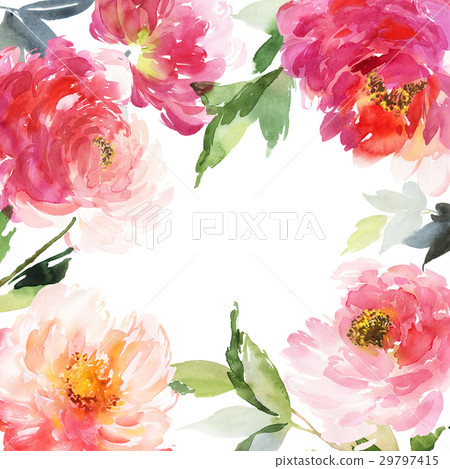 Greeting card with watercolor flowers handmade. Greeting card with watercolor flowers handmade. 29797415