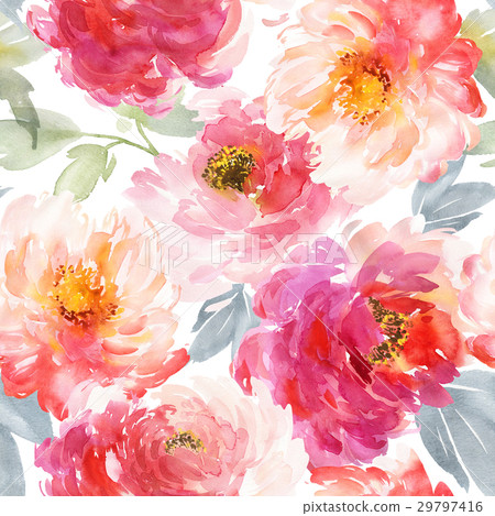 Seamless summer pattern with watercolor flowers Seamless summer pattern with watercolor flowers 29797416