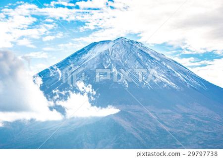 Close up Fuji mountain with snow cover top view Close up Fuji mountain with snow cover top view 29797738