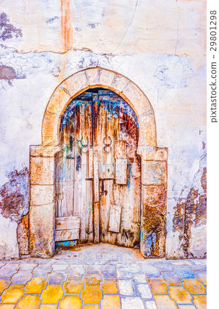 Traditional old painted door in a historical Traditional old painted door in a historical 29801298