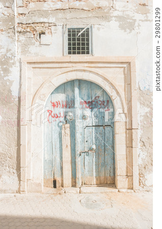 Traditional old painted door in a historical Traditional old painted door in a historical 29801299