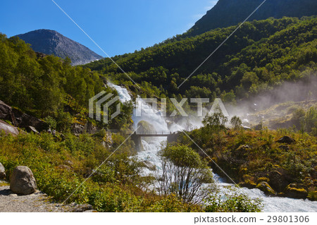 Waterfall near Briksdal glacier - Norway 29801306