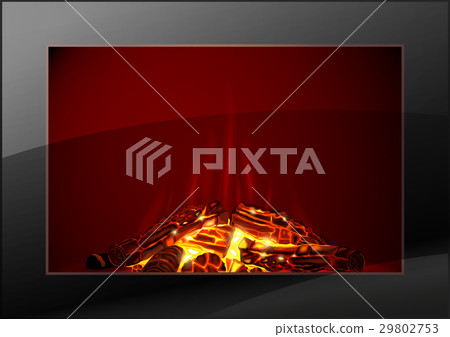 Modern fireplace with fire Modern fireplace with fire 29802753