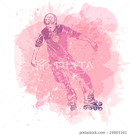 Roller skating. Grunge trend handcrafted splash Roller skating. Grunge trend handcrafted splash 29803161